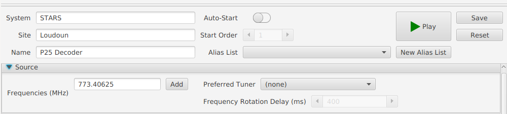 Completed SDRTrunk playlist configuration