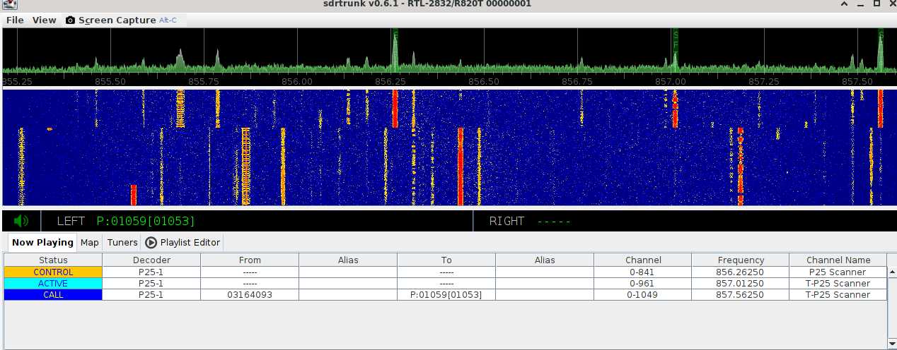 SDRTrunk successfully decoding live P25 audio